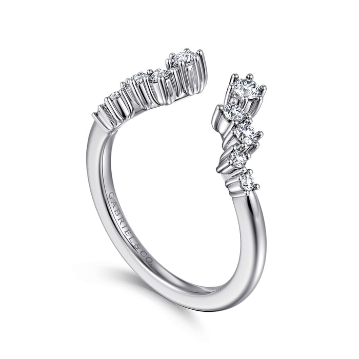 Gabriel & Co. 14K White Gold  Curved Cluster Diamond Ring