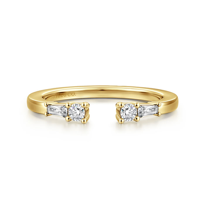 Gabriel & Co. 14K Yellow Gold Baguette and Round Diamond Band - NAGI
