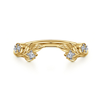Gabriel & Co. 14K Yellow Gold  Floral Prong Setting Diamond Open Band - NAGI