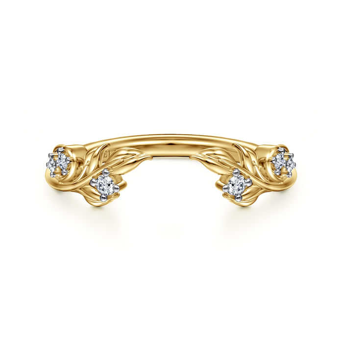 Gabriel & Co. 14K Yellow Gold  Floral Prong Setting Diamond Open Band - NAGI