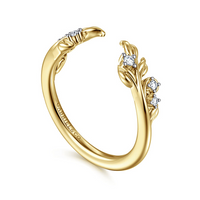 Gabriel & Co. 14K Yellow Gold  Floral Prong Setting Diamond Open Band - NAGI
