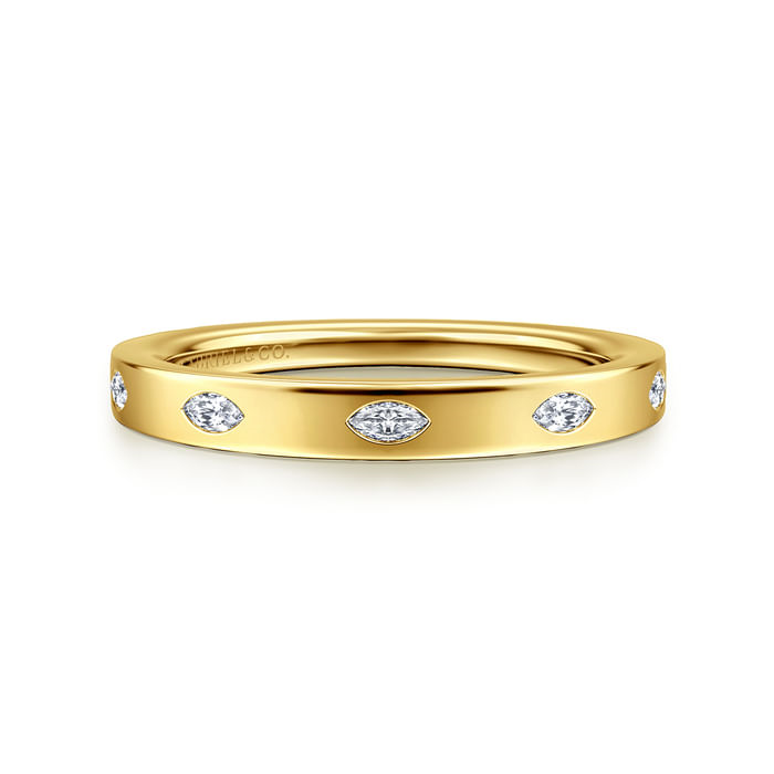Gabriel & Co. 14K Yellow Gold 5 Stone Burnish Set Marquise Diamond Band - NAGI