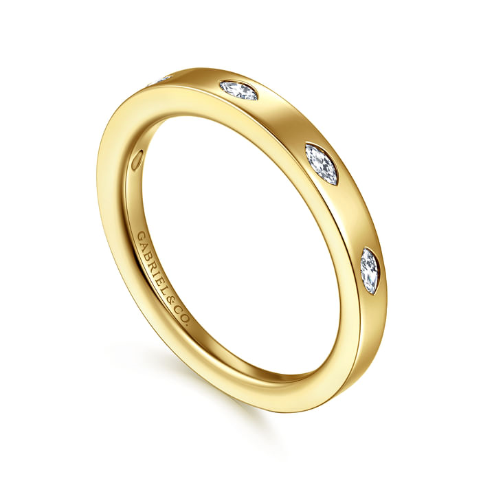 Gabriel & Co. 14K Yellow Gold 5 Stone Burnish Set Marquise Diamond Band - NAGI