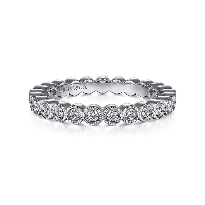 Gabriel & Co. 14K White Gold Bezel Set Wedding Band