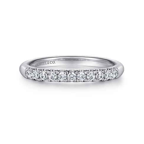 Gabriel & Co. 14K White Gold French Pave Wedding Band - NAGI