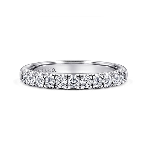 Gabriel & Co. 14K White Gold French Pave Wedding Band