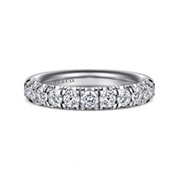 14K White Gold French Pave Lab Grown Diamond Wedding Band