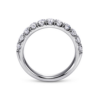14K White Gold French Pave Lab Grown Diamond Wedding Band