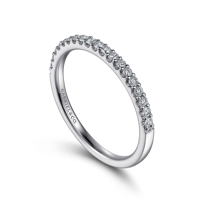 Gabriel & Co. 14K White Gold Shared Prong Wedding Band - NAGI