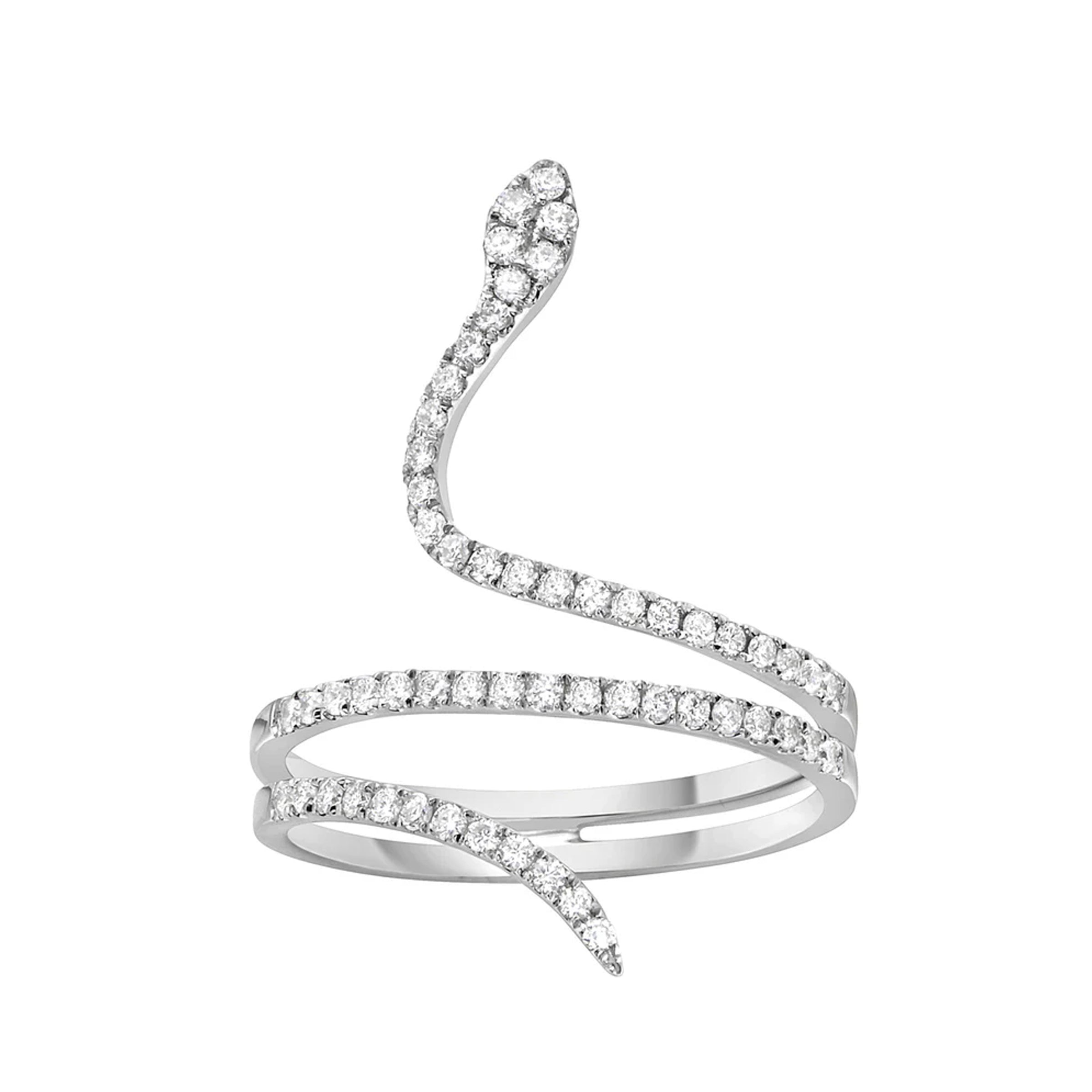 14K White Gold Diamond Snake Ring