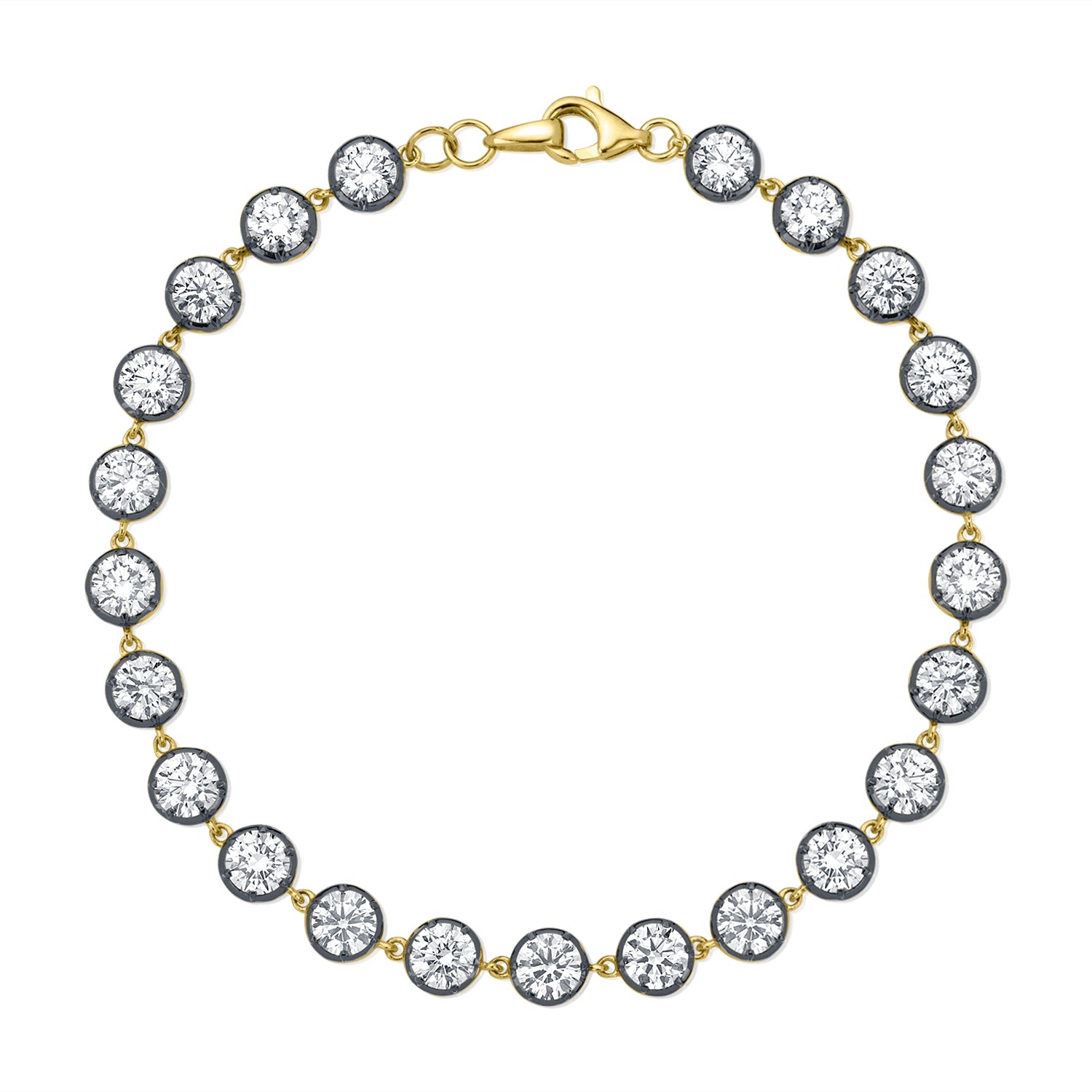 14K Yellow Gold Diamond Tennis Bracelet with Black Rhodium