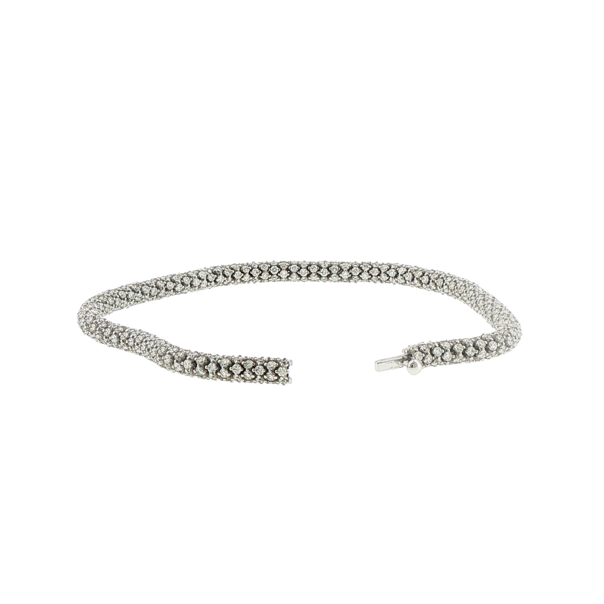 14K White Gold Pave Diamond Tennis Bracelet, 5.99 Carats
