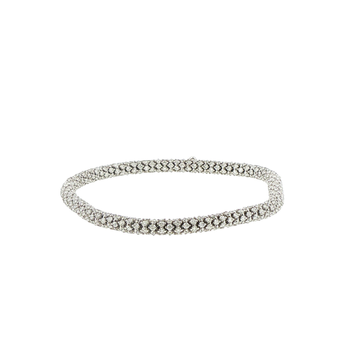14K White Gold Pave Diamond Tennis Bracelet, 5.99 Carats