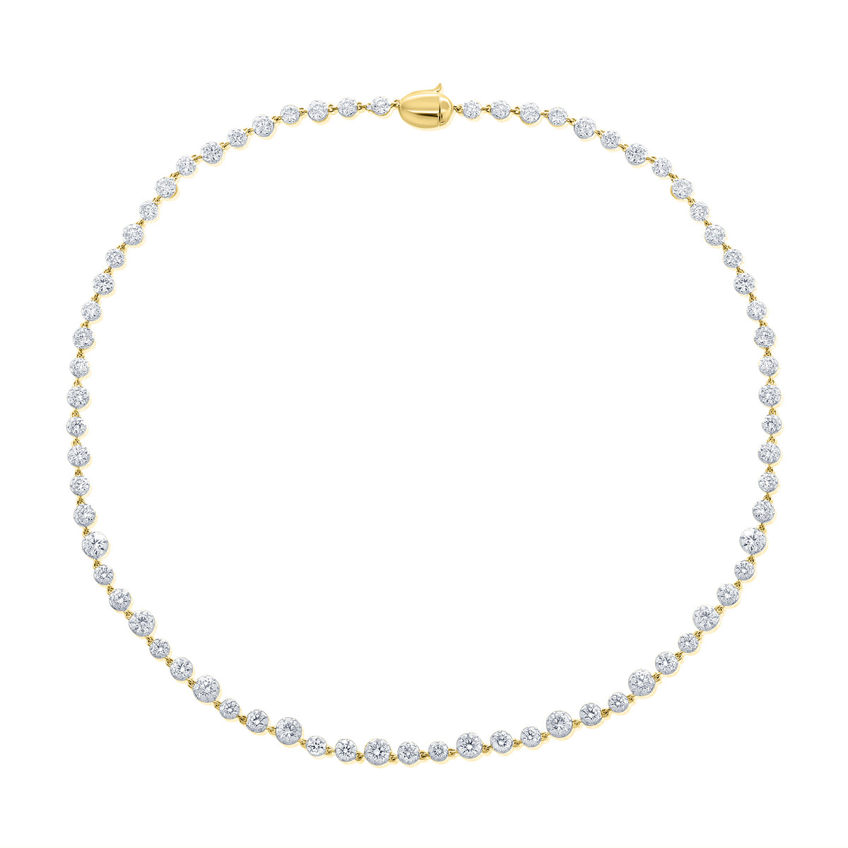 14K Yellow Gold Alternating Round Diamond Tennis Necklace
