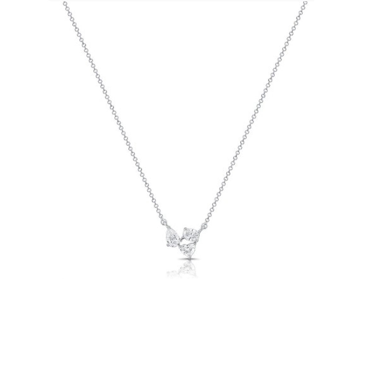 14K White Gold Tri-Shape Diamond Necklace