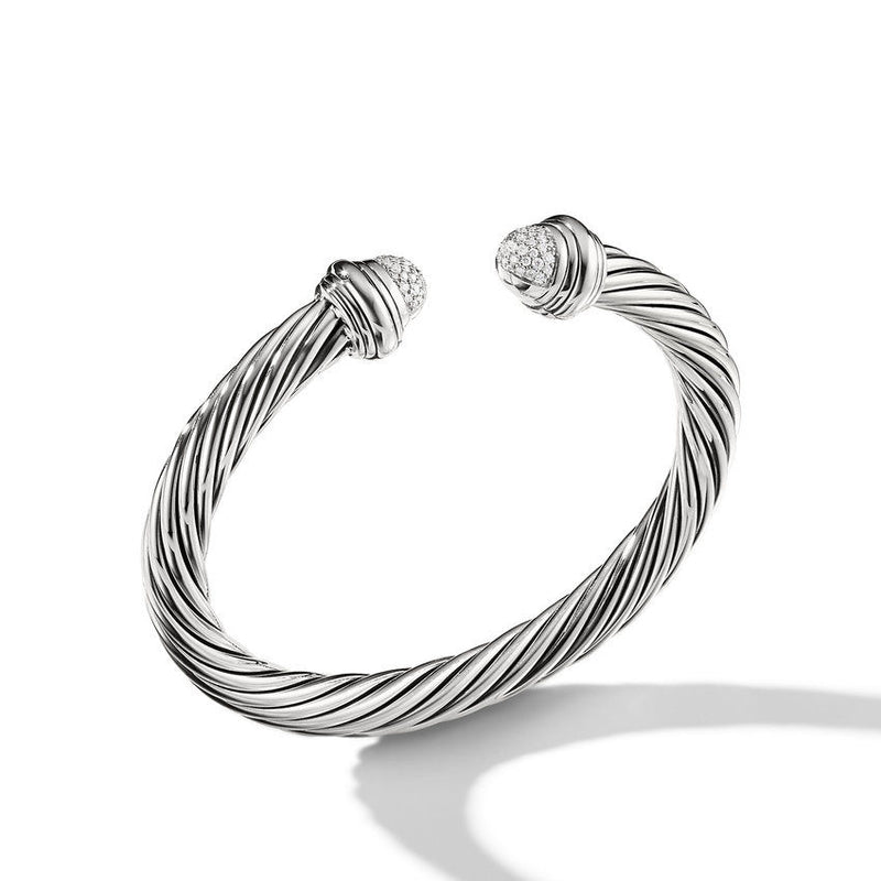 David Yurman Cable Classics Bracelet in Sterling Silver with Pave Diamond Dome
