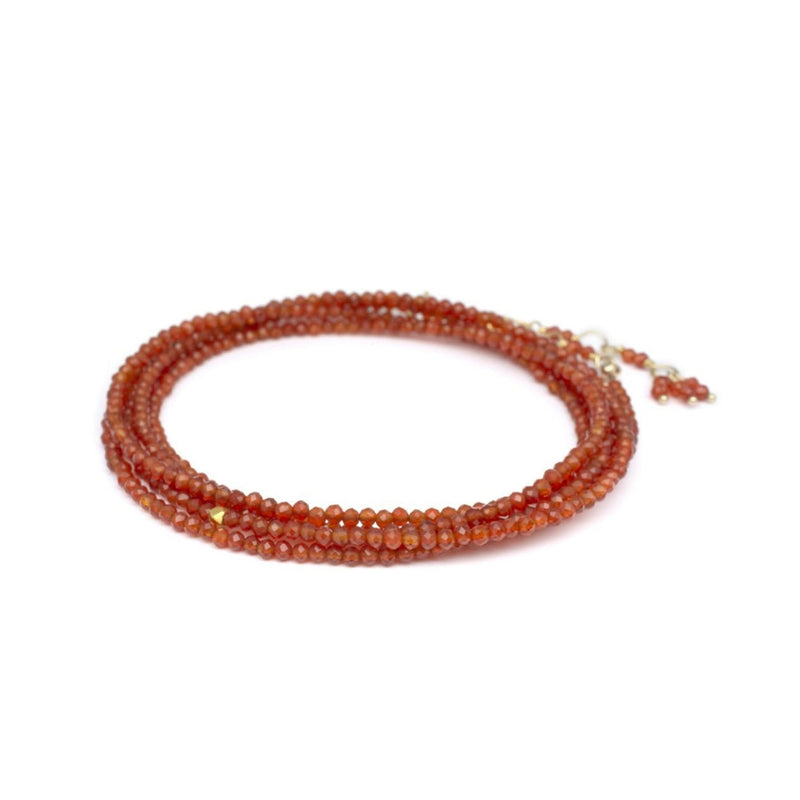 Anne Sportun Red Carnelian Wrap Bracelet Necklace - NAGI