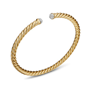 David Yurman Cable Flex Bracelet in 18K Yellow Gold with Diamonds, 4mm