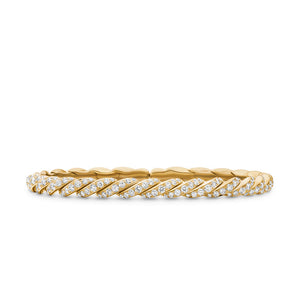 David Yurman Sculpted Cable Flex Bracelet in 18K Yellow Gold with Diamonds, 5mm