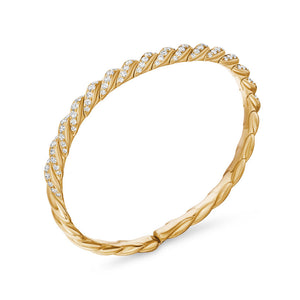 David Yurman Sculpted Cable Flex Bracelet in 18K Yellow Gold with Diamonds, 5mm