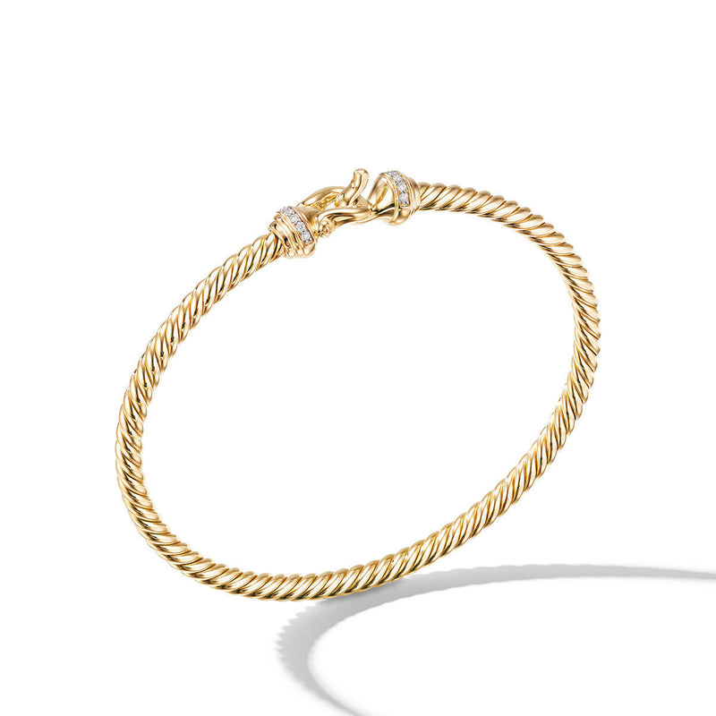 David Yurman Buckle Cablespira Bracelet in 18K Yellow Gold with Diamonds, 3.5mm