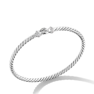 David Yurman Buckle Classic Cable Bracelet in Sterling Silver with Diamonds, 3mm