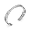 David Yurman Crossover Two Row Cuff Bracelet in Sterling Silver with Diamonds, 11mm