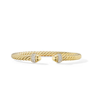 DY 5MM Cable Bracelet in 18K Yellow Gold with Diamonds