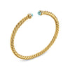 David Yurman Cablespira® Flex Bracelet in 18K Yellow Gold with Aquamarine and Diamonds, 4mm - NAGI