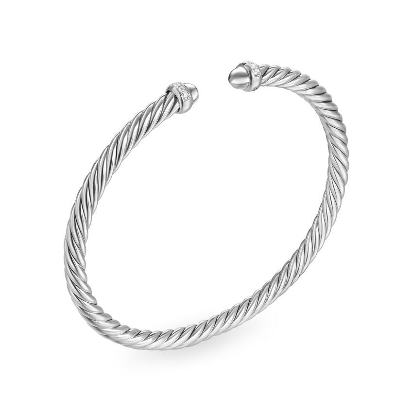 David Yurman Cablespira Flex® Bracelet in Sterling Silver with Diamonds, 4mm - NAGI