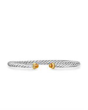 David Yurman Cable Flex Bracelet in Sterling Silver with 14K Yellow Gold and Citrine, 4mm