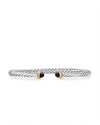 David Yurman Cable Flex Bracelet in Sterling Silver with 14K Yellow Gold and Smooth Black Onyx, 4mm