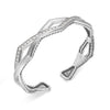 David Yurman Zig Zag Stax Two Row Cuff Bracelet in Sterling Silver with Diamonds, 13mm