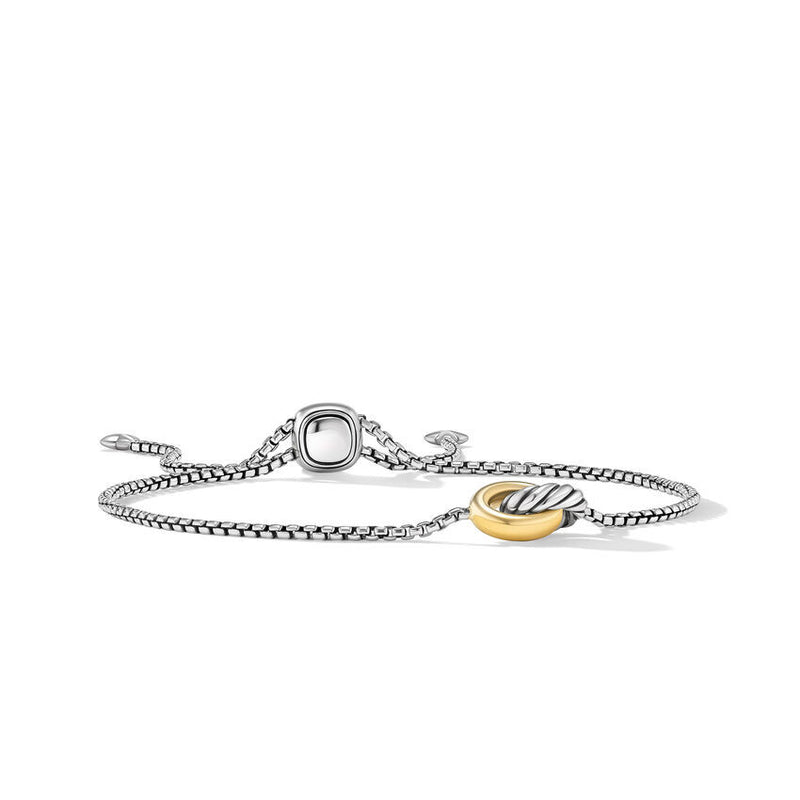 David Yurman Petite Cable Linked Bracelet in Sterling Silver with 14K Yellow Gold, 15mm