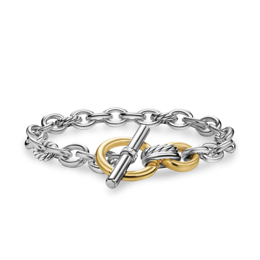 DY Mercer® Toggle Chain Bracelet in Sterling Silver with 18K Yellow Gold and Diamonds, 8mm - NAGI