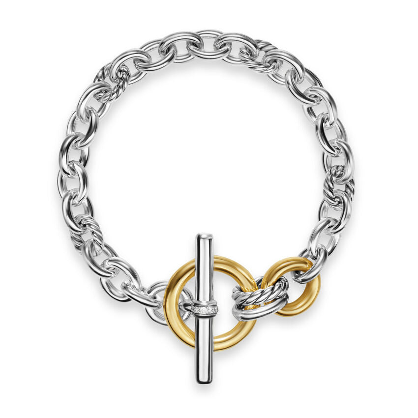 DY Mercer® Toggle Chain Bracelet in Sterling Silver with 18K Yellow Gold and Diamonds, 8mm - NAGI