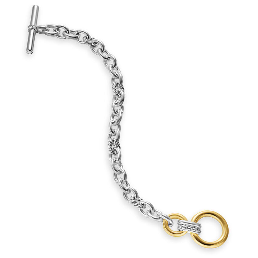 DY Mercer® Toggle Chain Bracelet in Sterling Silver with 18K Yellow Gold and Diamonds, 8mm - NAGI