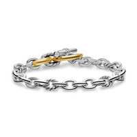 DY Mercer® Toggle Chain Bracelet in Sterling Silver with 18K Yellow Gold and Diamonds, 8mm - NAGI