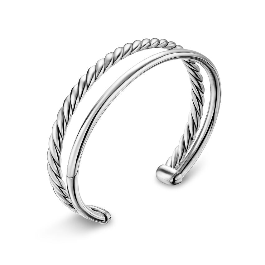 DY Mercer® Two Row Cuff Bracelet in Sterling Silver, 8mm - NAGI
