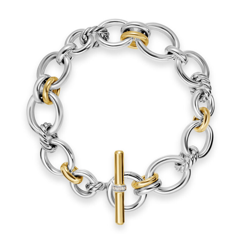 DY Mercer® Chain Bracelet in Sterling Silver with 18K Yellow Gold and Diamonds, 8mm - NAGI