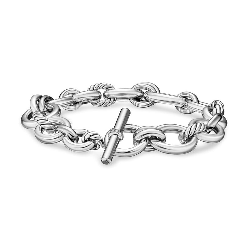 DY Mercer® Chain Bracelet in Sterling Silver with Diamonds, 8mm - NAGI