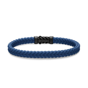 David Yurman Gents Chevron Bracelet in Blue Rubber with Black Titanium, 6mm