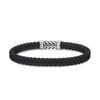 DY Gents Chevron Bracelet in Black Rubber with Diamonds and Sterling Silver, 6mm