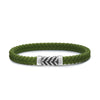 DY Gents Chevron Bracelet in Green Rubber with Sterling Silver, 6mm