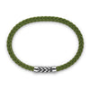 DY Gents Chevron Bracelet in Green Rubber with Sterling Silver, 6mm