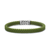 DY Gents Chevron Bracelet in Green Rubber with Sterling Silver, 6mm