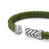 DY Gents Chevron Bracelet in Green Rubber with Sterling Silver, 6mm