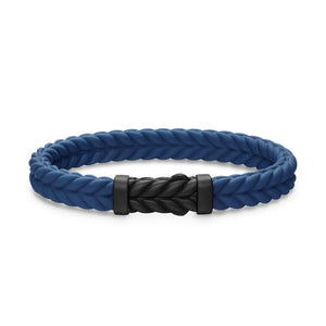 David Yurman Chevron Bracelet in Blue Rubber with Black Titanium, 9mm