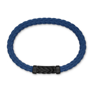 David Yurman Chevron Bracelet in Blue Rubber with Black Titanium, 9mm