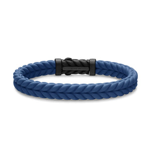 David Yurman Chevron Bracelet in Blue Rubber with Black Titanium, 9mm